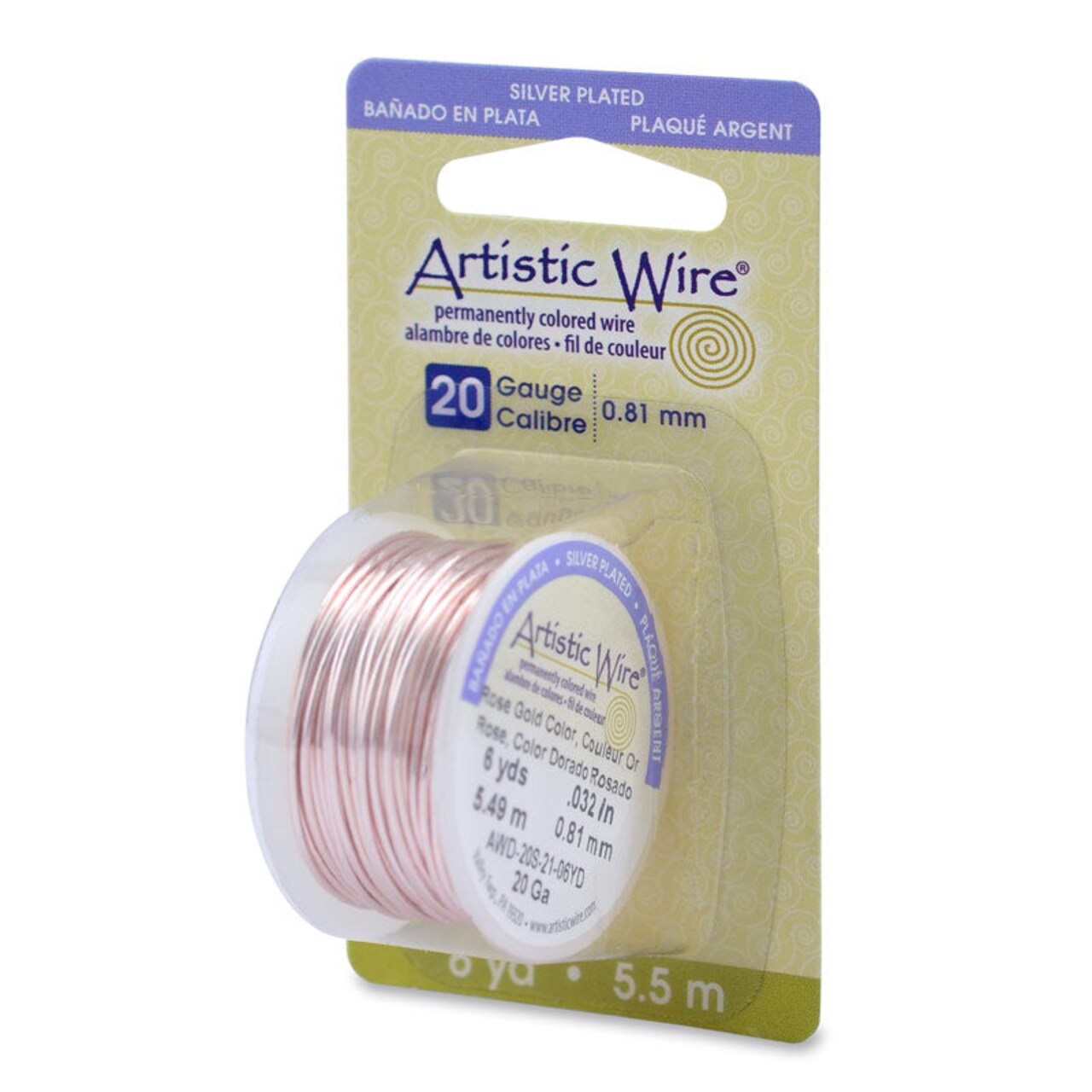 Artistic Jewelry Wire Round Spool 20 Gauge Silver Plated Rose Gold (6-Yards)